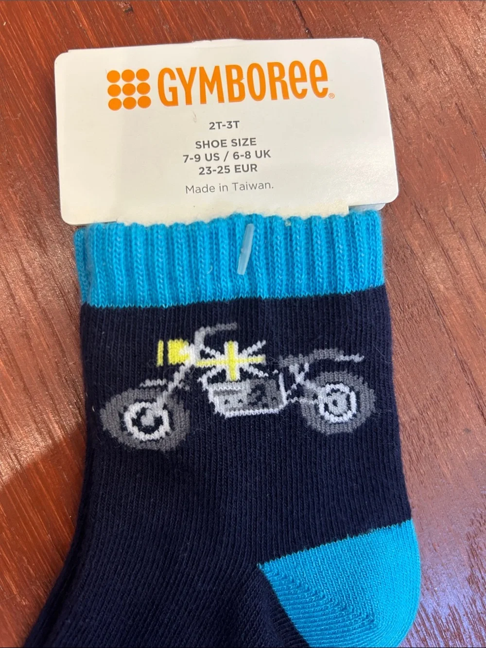 Gymboree Navy and Bright Blue Motorcycle Grip Sock